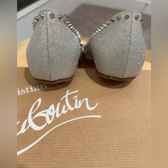Christian Louboutin Silver Glitter Anjalina Spike Flats - Picture 7 of 7